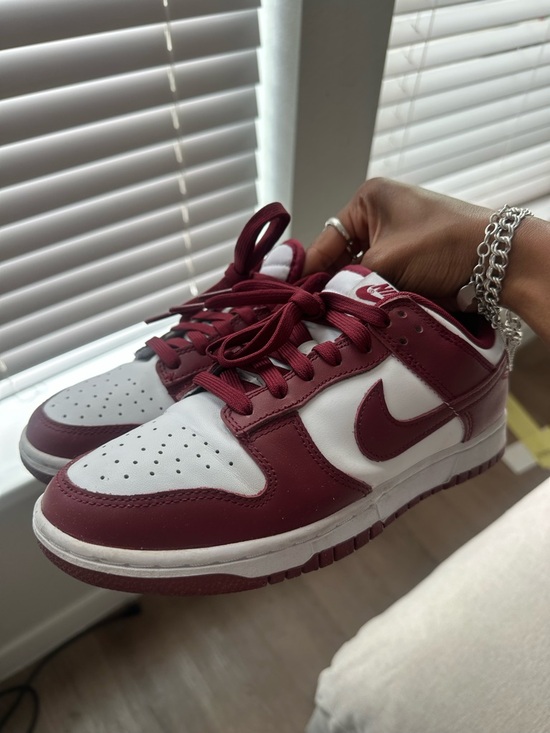 Nike Shoes - Nike Dunk Sneakers in White and Maroon